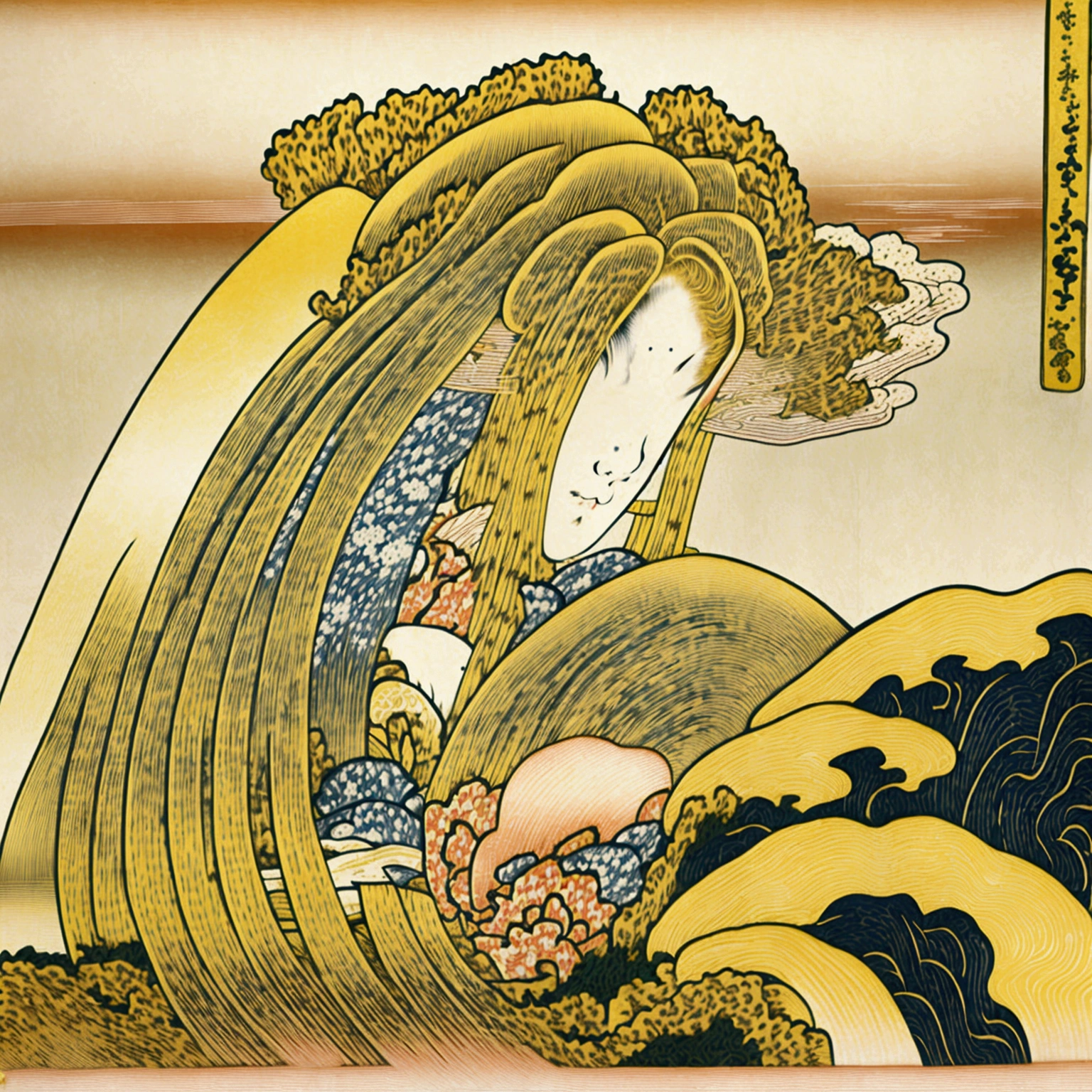 (((The Birth of Blonde Venus)))、(((Beautiful blonde woman)))、，(((Ukiyo-e)))、Royal Sister，Jay&#39;s official art,Unity8k wallpaper,Ultra-detailed,Beauty and aesthetics,masterpiece,Highest quality,(Fractal Art:1.3),One girl,Very detailed,Dynamic Angle,Chaotic beauty,elegant,Bright colors,Romanticism,JamesJean,Robbie Deviantano,Lost Run,Francis Bacon,Michal Muraz,Adrian Gurney,Petrakot Wright,Gerhardricht,takato yamamoto,Ashley Wood,Atmospheric,Ecstasy Music Notes,Streaming notes are visible