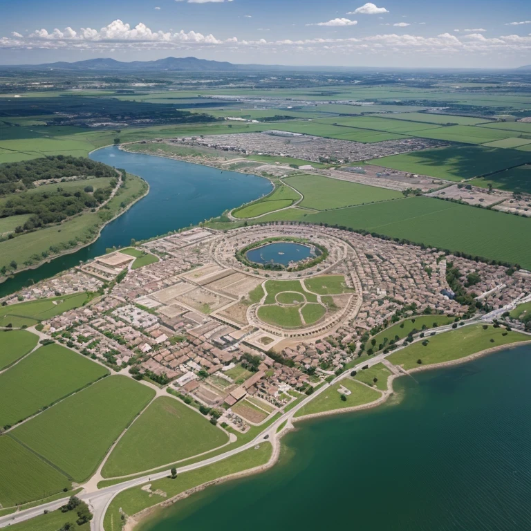 Large medieval city A large central oasis, irrigated agricultural fields and small lakes.
