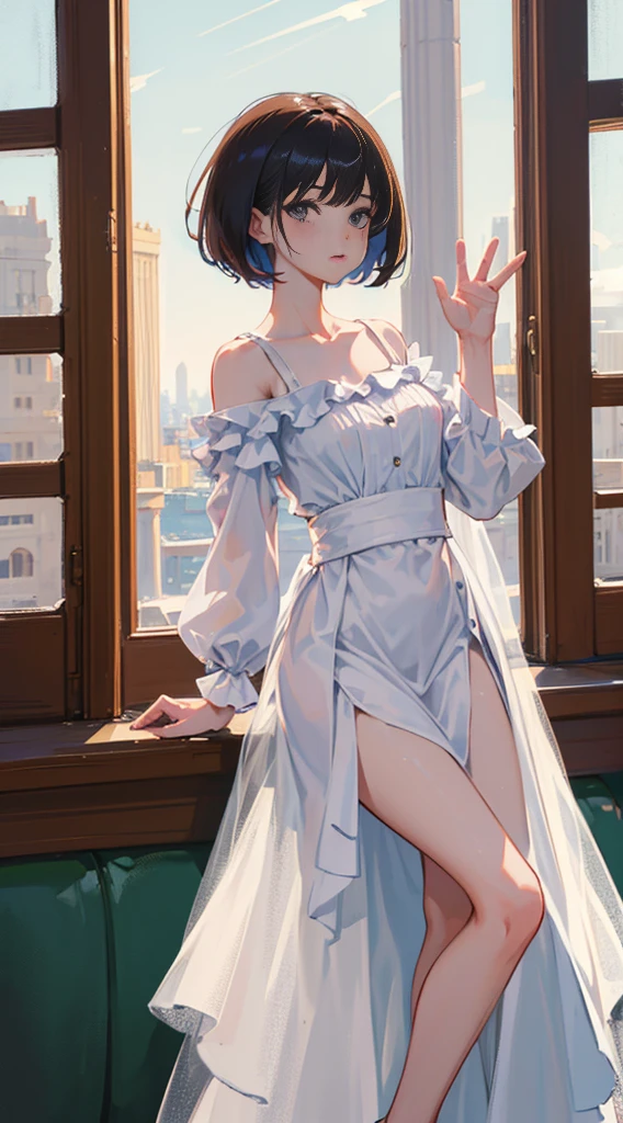 Top Quality, 8K, 4K, High Definition, Detail, (better-quality, 8K, 12), top-quality, 1 girl, short hair, unqine pose, tougue out, only 2D, face you,

