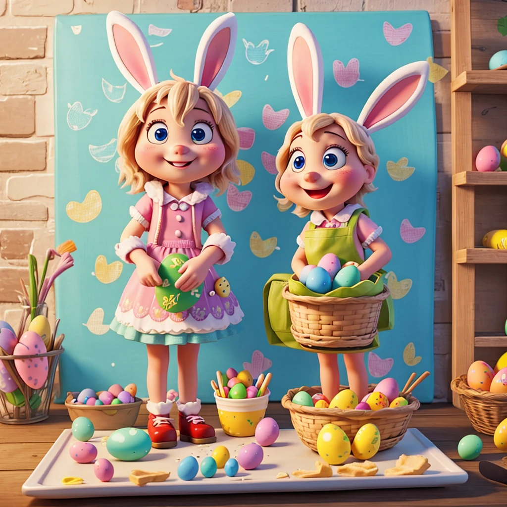 Easter bunny frying pastry