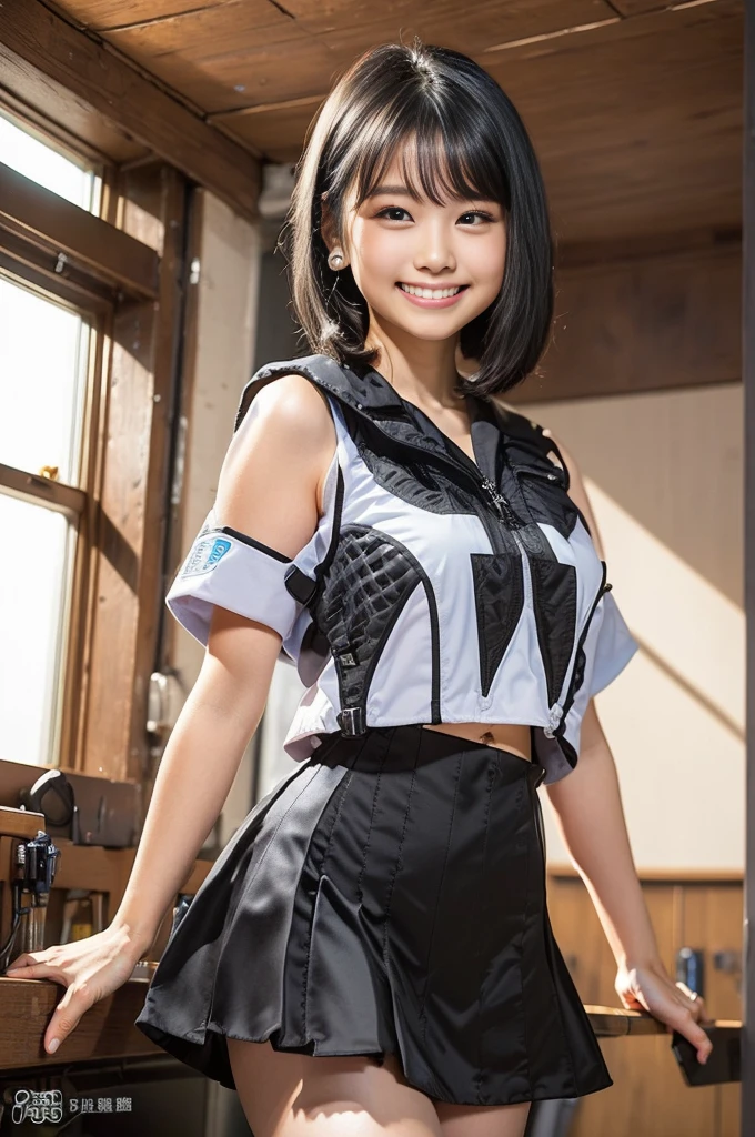 (8k、Raw photography、Highest quality、masterpiece:1.2),(Black Hair、Dark Eyes:1.9),(Plug Suit:1.6)、View your audience,Viewed from the front,White skin,(:1.4)、(Tight waist:1.6)、(Clothes that accentuate the shape of the breasts:1.0)、(Big Breasts :1.3)、Slim figure、Ultra-high resolution,beautiful,beautiful fece,(One person、No background:1.9),whole bodyボディー,Japanese women,(reality的:1.37)、Photon Mapping,reality、(Baby-faced and cute: 1.4)、(Cute Smile: 1.8)、(Round face: 1.8)、Radio City、Physically Based Rendering、Depth of field rally background、photograph, (I can see your knees、Thigh close-up:1.8),(:1.6),whole body、Great quality