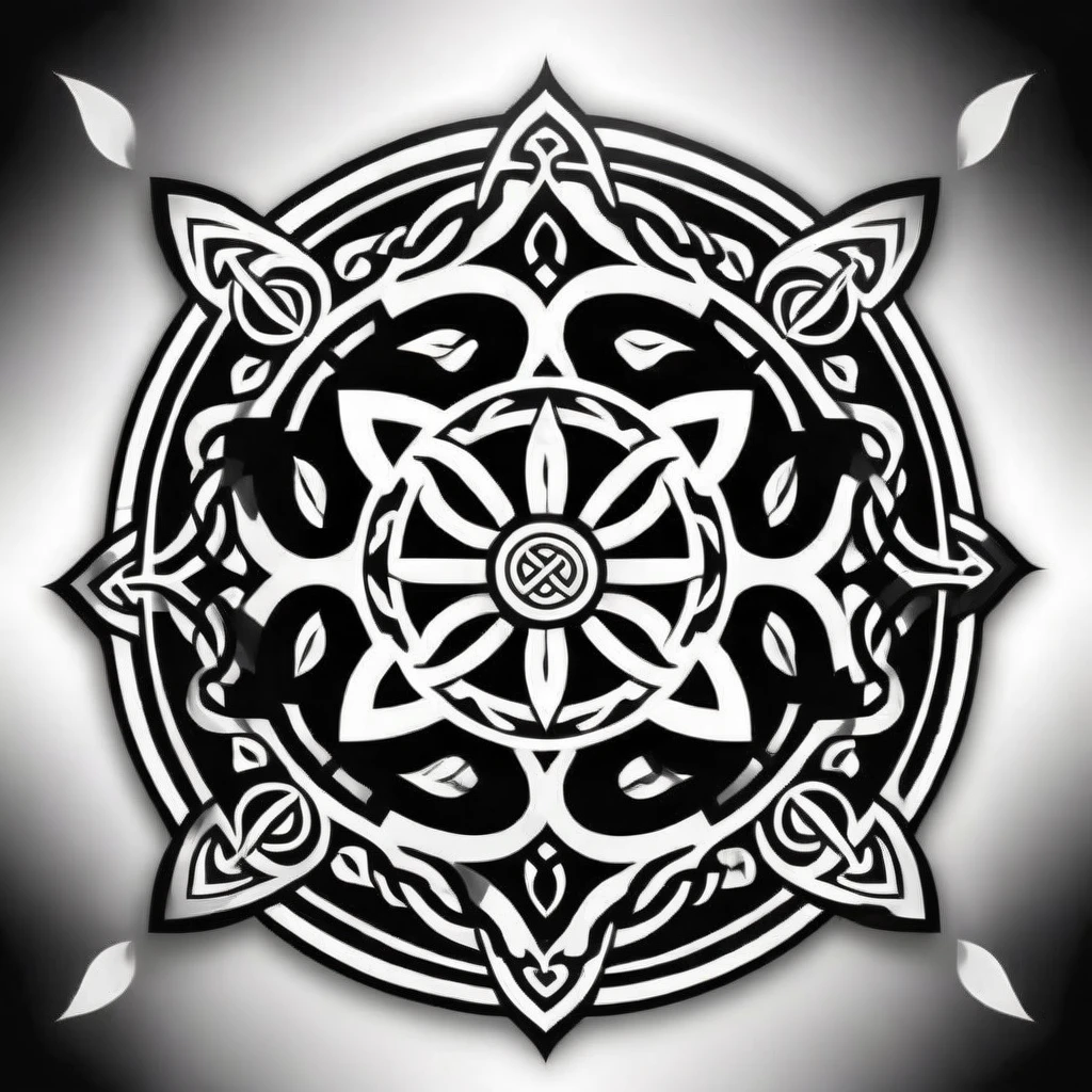 celtic style, tribal style, norse style, black and white, otherworldly, patron, otherworldly patron