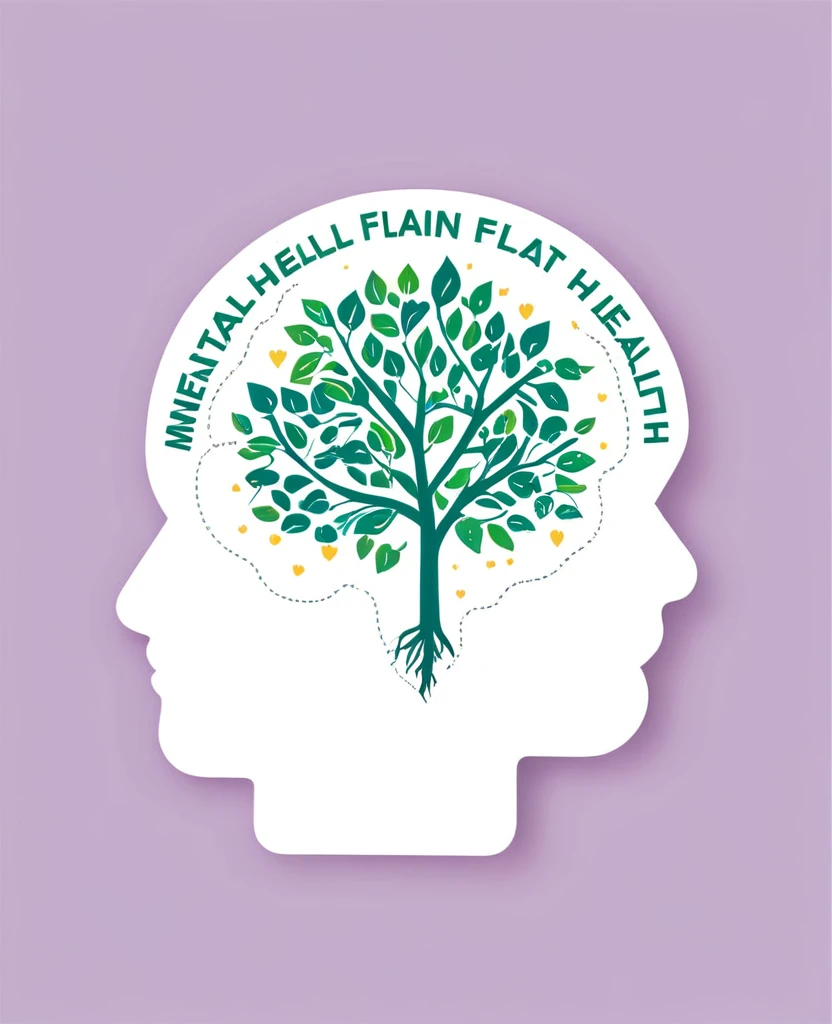 Sticker mental health flat design 