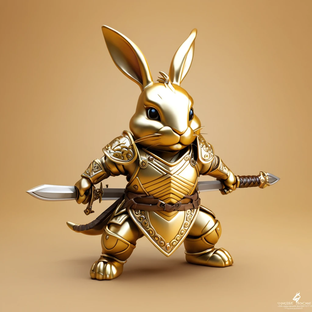 「strength『Scorpio Rabbit』のstrength章を作成してください。strength章には以下の要素が含まれることを希望します:
- A rabbit base with a touch of scorpion element - (Cute deformed design:1.6)
- Incorporating some elements of crossed swords and shields - Simple design - Golden and golden tones in the background symbolize determination and unity in the fight」
