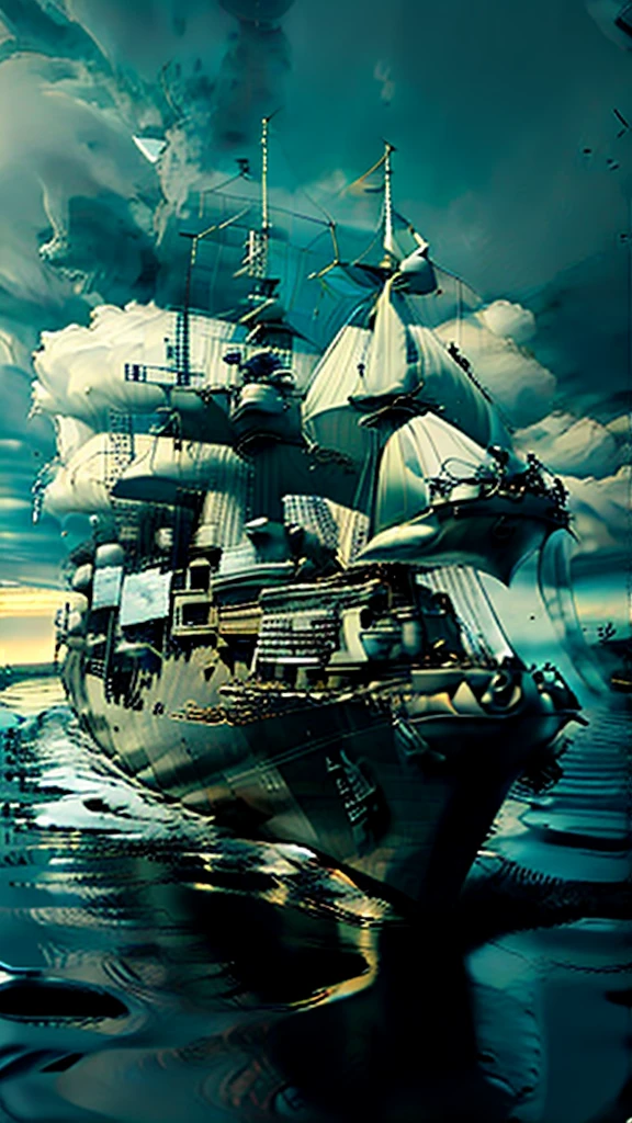 17th century, “Queenborough”, Warship, Navy, ghost, mythical, covered with weapons, haunting, massive