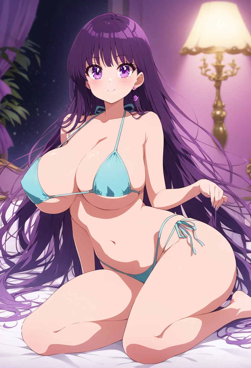 Large breasts、glamorous、sexy、Highly revealing、、Naughty、whole body、Down to the feet、colorful、pastel colour、Big Tits、、Night Ga、ふくらはぎまでのsexyなポーズ、Cute Background、smile、Skimpy bikini、The buttocks are also big、、Straight Hair、Naughtyな誘惑、Lying down、Naughtyすぎる、Rei Hino、The hair is straight、