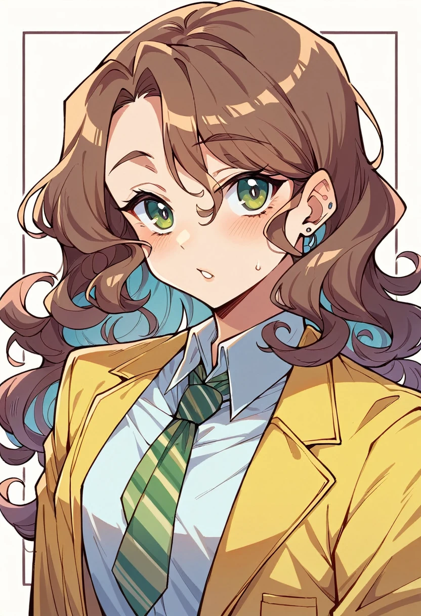 Brazilian woman, long brown wavy hair, WITH A YELLOW SUIT AND SHINY STONES, SHOWING LUXURY, full body photo, LEAN ATHLETIC BODY, SHOWING CELL PHONE