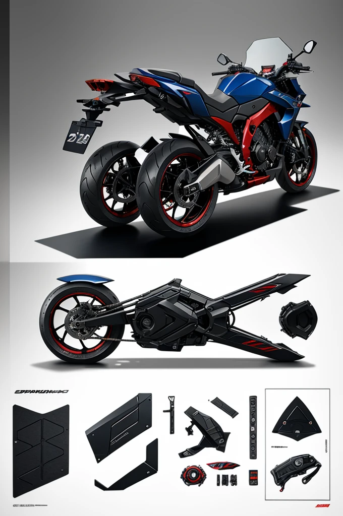 GPX Demon GR200r sportbike with Sinanju Sazabi from Gundam coverset and body kit full modification, render