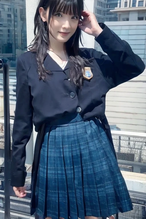 Highest quality、masterpiece、High sensitivity、High resolution、Detailed Description、Slender women、High school girl style、Blue Uniform、