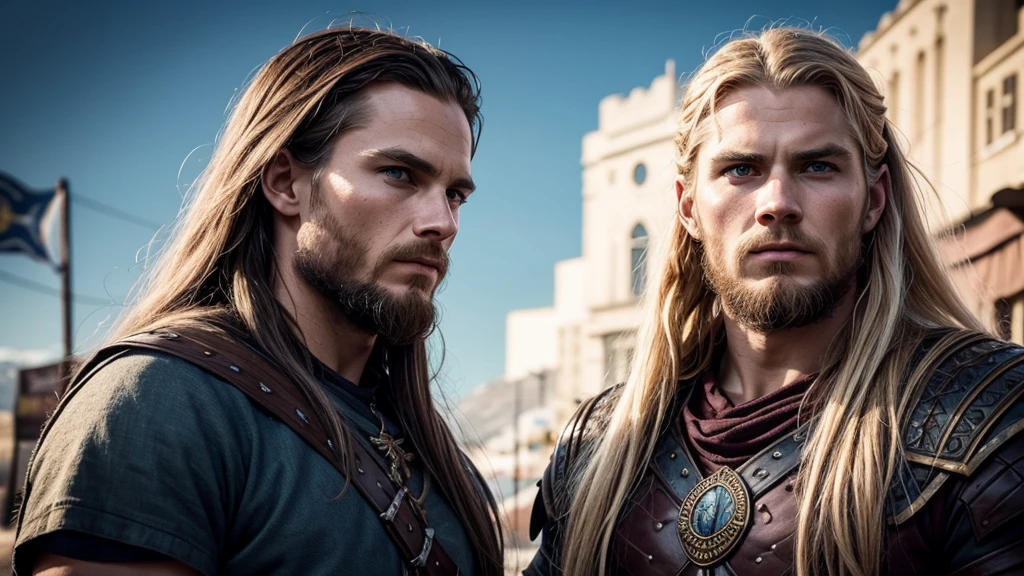 vikings of midgard, no horns, beautiful faces