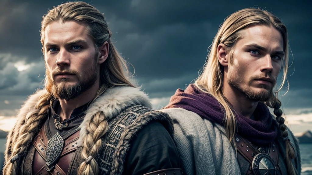 vikings of midgard, no horns, beautiful faces, nordic runes
