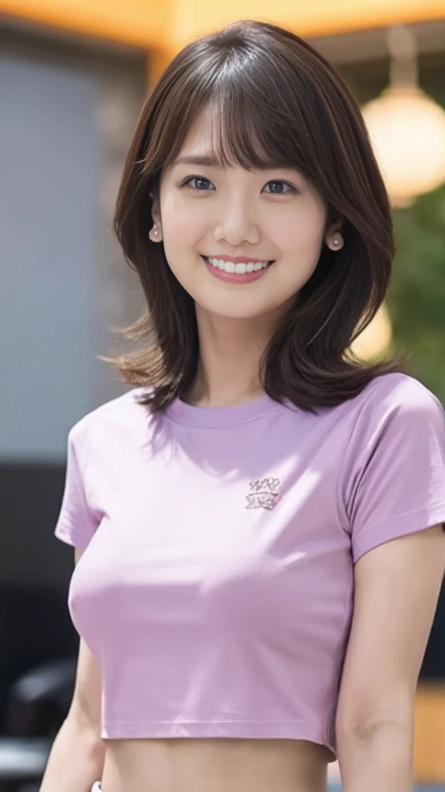masutepiece, Best Quality, Photorealsitic, finely detail, hight resolution,beautiful japanese woman,beautiful detailed eyes, beautiful detailed lips, extremely detailed face, small head, small areola, cinematic lighting, photorealistic, 8k, high quality, hyper detailed, look at me,smile,(t-shirt:1.4),(office),(medium breasts:1.2),(inoueseika),slender,beautifull legs,(sexy posing:1.2), (bokeh:1.3), (upper body),(mini skirt), (underboob:1.4),(nipples stand:1.2)