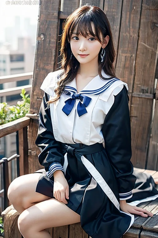 Highest quality、masterpiece、High sensitivity、High resolution、Detailed Description、Slender women、Sailor uniform、