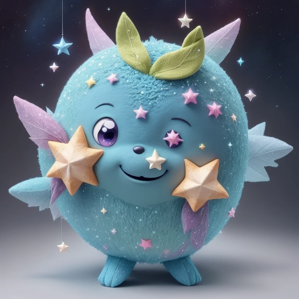 No humans、Star Fairyで白くて青いかわいい幻想の生き物、Star Fairy、stuffed toy、cg,stuffed toyにフォーカス、stuffed toyが主役の構図、