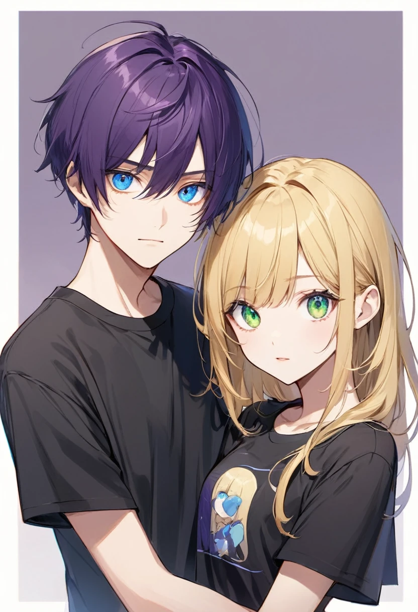 Pixar style. Two Girls。One of them has deep purple bob hair.、Has green eyes、Wearing a black T-shirt。. The other girl has long blonde hair and blue eyes.、And he's wearing a white T-shirt。,One Man。,Large body type、Muscular、Big dick。,Penetration Sex,Creampie Sex,Cums many times