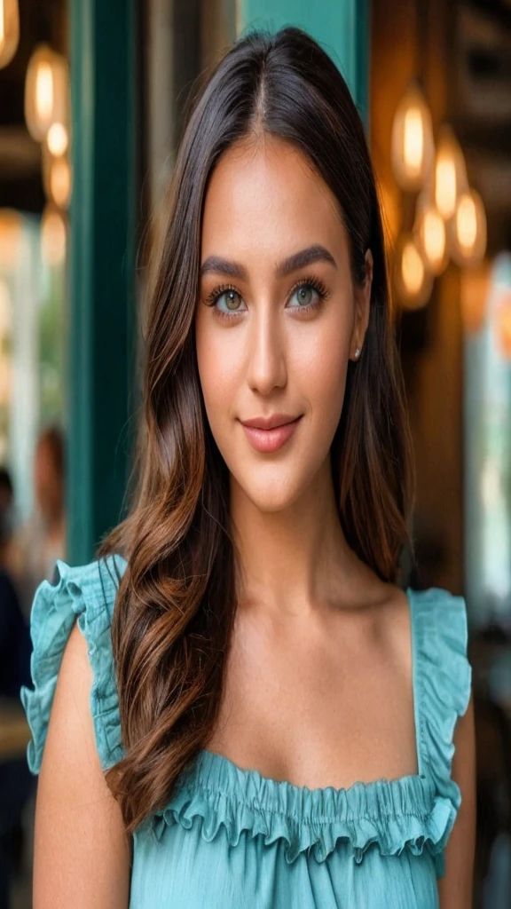 I beautiful instagram model qith same face of the image provide but with another outfit and different background