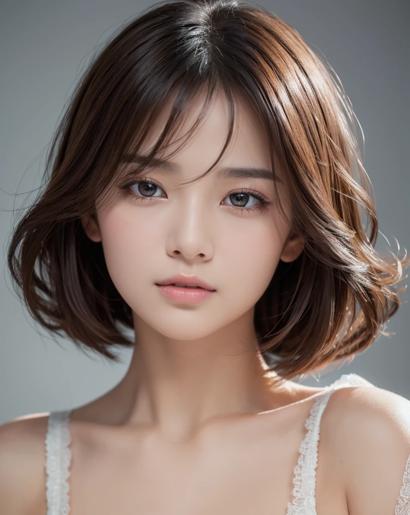 (Highest quality、8k、32K、masterpiece、Hmph:1.2)、cute、（(Young Girl)）、(Lori)、(whole body)、、and others、View Viewerix4、(8k、RAW Photos、Highest quality、masterpiece:1.2)、(Realistic、Photorealistic:1.37)、One Girl、cute、Professional Lighting、Photon Mapping、Physically Based Rendering、、Short Curly Hair、Young face、Girlish、Excellent image quality、High resolution、1080P、(Clear Face)、(Detailed face description)、(Detailed hand description)、(Masseter muscle area)、(Exquisite CGI)、 Extreme light and shadow、My hair is messy、masterpiece、Rich details、(Exquisite facial features)、(Best image quality)、(masterpiece)、(Detailed eyes)、I look forward to seeing you、Delicate clavicle、Various poses、Don&#39;don&#39;t watch mela