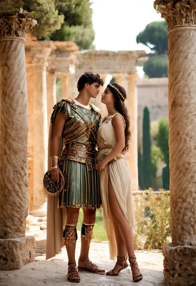 SeaArt Bot Txt2Img SDXL 20:30:47 I want to show a 8K image of a 79 AD period Flavian period young beautiful very exotic Latin Mediterranean Italian Roman woman in feminine traditional Roman attire and aith a young Roman soldier in full Roman military attire and gearMasterpiece,quality,4k,Show a young 20 something couples in ancient Italy Latin Rome Italy males and females in detail,Bokeh/ with pastel shades tones colors ancient greek patterns designs Latin Roman Italy inn ancienr classic Roman Gardens

