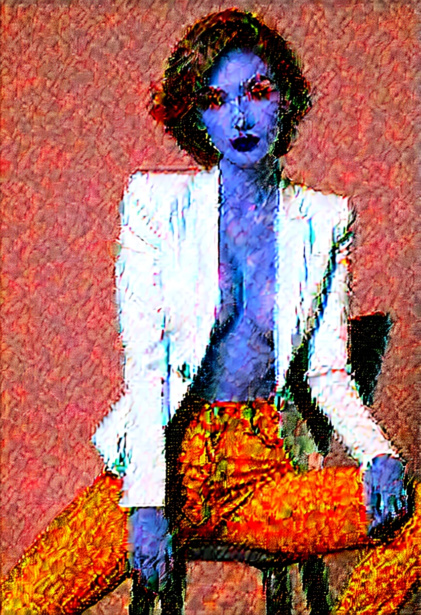 ((fullbody)),sitting,jeans,((wearing business suit and white light jacket))、red lips,purple eyeliner,、italian woman, , medium breasts, ,looking at viewer, , (((1girl))), ,((skinny)),short hair, hands on hips, score_9, score_8_up, from Various angles