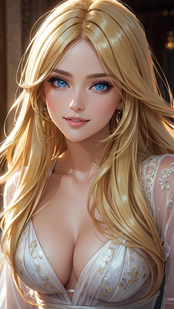 (best quality,ultra-detailed,photo-realistic:1.37),bright and vibrant colors,studio lighting,playful expression,stylish makeup,long blonde hair flowing in the wind,alluring eyes,glossy lips,sexy pose, Italy, 2024, smiling in a confident and seductive way,posing for a professional photoshoot,shallow depth of field,highlighting the main subject,soft natural lighting,creating a dreamy and magical atmosphere.