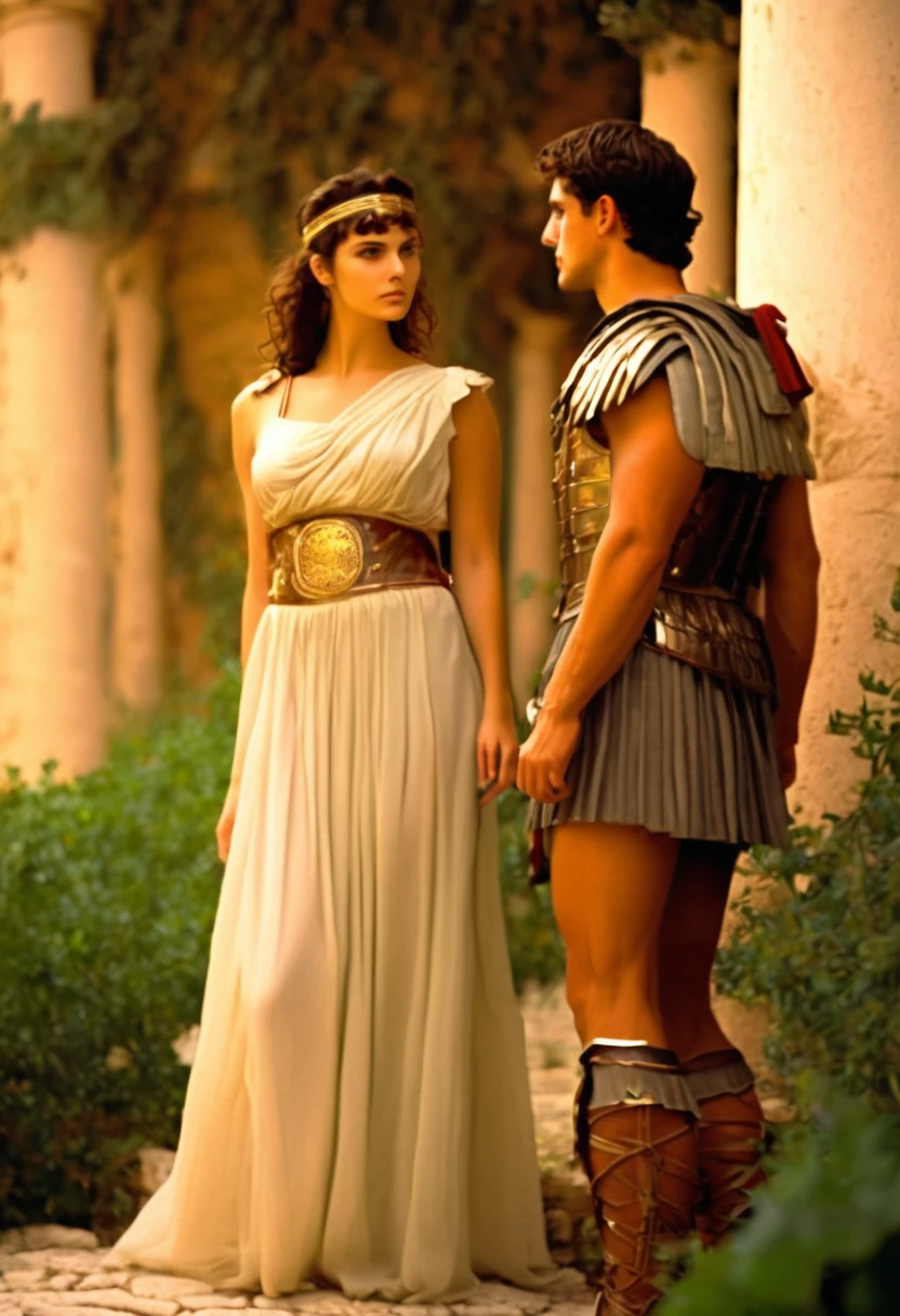 SeaArt Bot Txt2Img SDXL 20:30:47 I want to show a 8K image of a 79 AD period Flavian period young beautiful very exotic Latin Mediterranean Italian Roman woman in feminine traditional Roman attire and aith a young Roman soldier in full Roman military attire and gearMasterpiece,quality,4k,Show a young 20 something couples in ancient Italy Latin Rome Italy males and females in detail,Bokeh/ with pastel shades tones colors ancient greek patterns designs Latin Roman Italy inn ancienr classic Roman Gardens