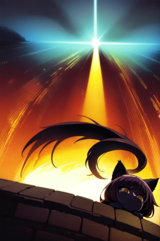 A beautiful girl with long hair, big breasts and a satisfied expression, wearing cat ears and a cat tail, short guy without cat ears, detailed portrait, photorealistic, 8k, high quality, masterpiece, Chiaroscuro lighting, cinematic composition