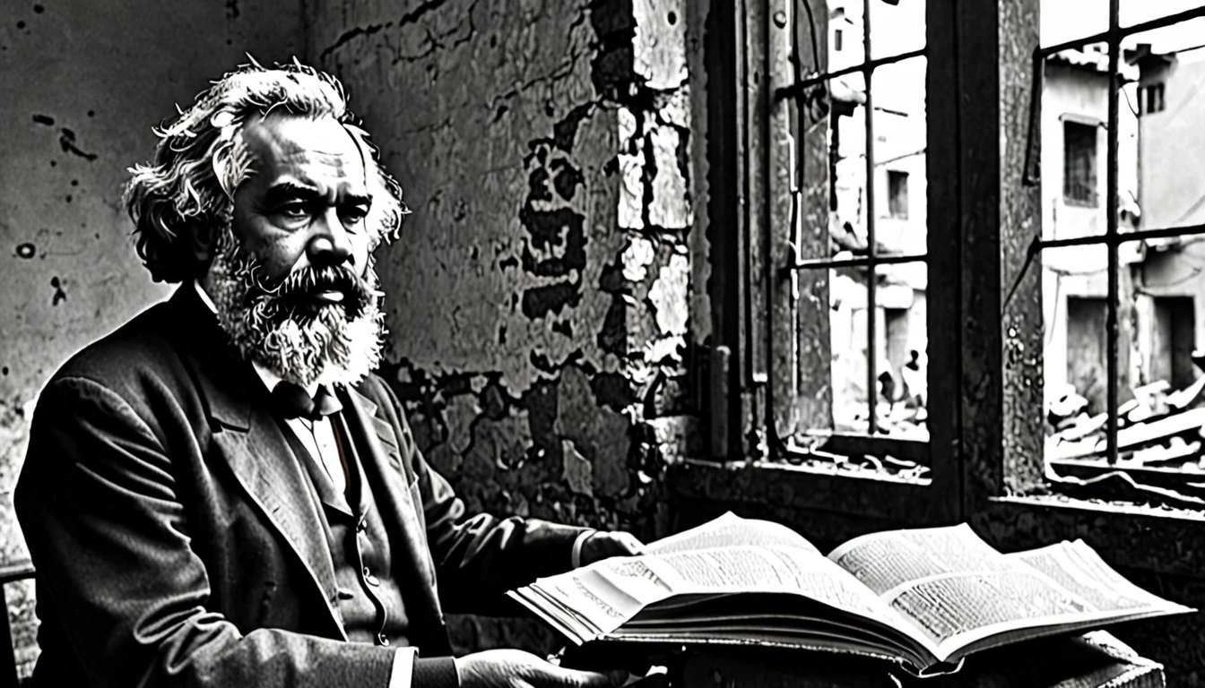 (Verse 3)
Your ideals persist through the years,
Inspiring action for human rights,
In the voice of Karl Marx, A beacon of hope,
For those seeking a quieter life.

(Verse 4)
In the alleys and slums, echo your cry,
For a world where peace and love reign,
The struggle of the people, united in song,
It is the strength of the oppressed in search of redemption.