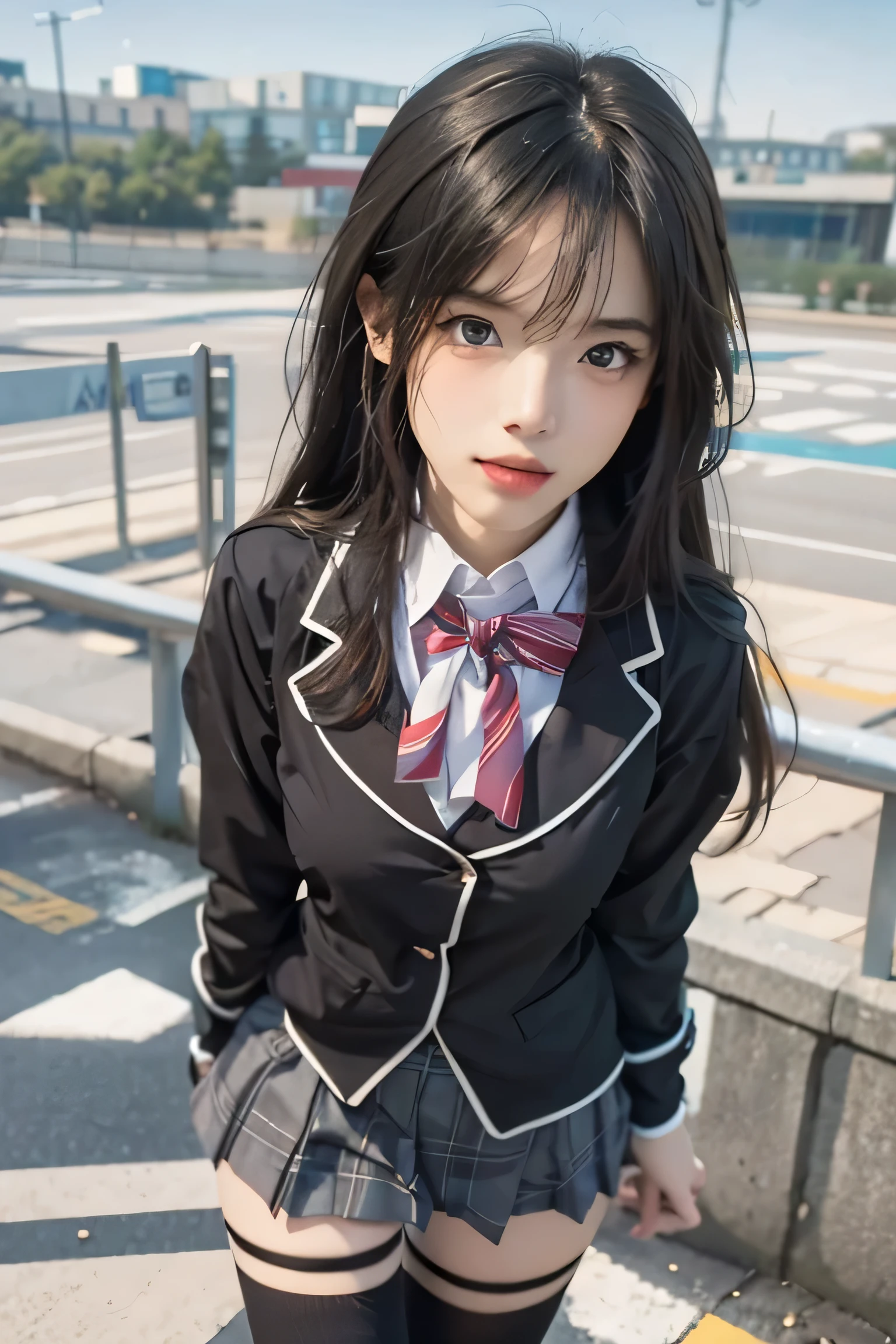 (realistic photography) yukinoshita yukino, oregairu, famale, black long hair, blue eyes, black highschool uniform, serious exprssion, aestetic light effect, ultra-detailed, ultra-realistic, bestquality, masterpiece.