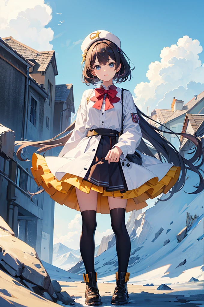 Cute girl uses magic while standing full body