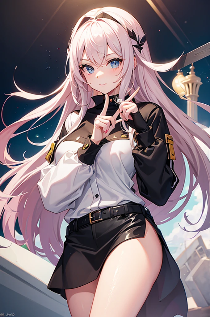 two finger cute girl