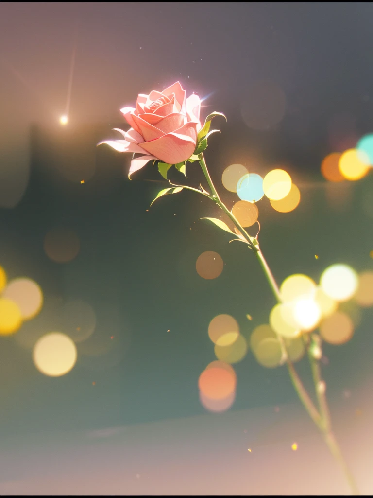 (Sumilux f1.4 50mm , low Latitude old color negative film , cross process , bokeh, flare, chromatic aberration , soft focus, (Shallow focus) , soft glow , Maximum aperture, High Key , Transparent depiction) , closeup Rose