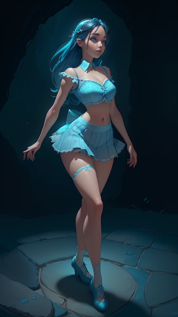 (La mejor calidad,A high resolution,Ultra - detallado,actual), Selena Gómez dentro de un dormitorio posando sexy, (blue pinstripe shirt/blouse:1.4)  , (matching pastel blue lacey bra & briefs/panties lingerie set:1.4) , (mini skirt blue :1.4), (and white court shoes with ankle strap that stay:1.4) ,(fondo arrecifes corales grandes dentro del agua :1.4), Epic Fantasy Art Style HD, 4K fantasy art, epic fantasy digital art style, epic fantasy art style, Fantasy Woman, epic fantasy art portrait, Epic fantasy style, hyperrealistic fantasy art, hd fantasy art, Epic fantasy character art, epic fantasy art, in style of dark fantasy art, epic fantasy digital art, (pose vaquero),( iluminación cinematográfica :1.4), (Selena Gómez :1.4), (face detailed :1.4), ,(Fondo de ruinas de mazmorra en ruinas:1.4 ), (anatomía perfecta :1.4), (fondo agua realistic :1.4) 