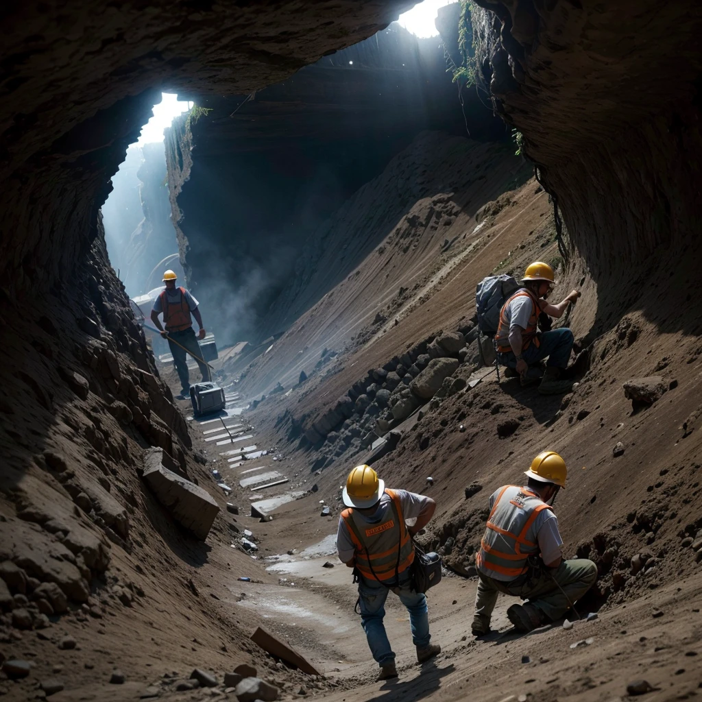 Image of Workers in a mine and ore