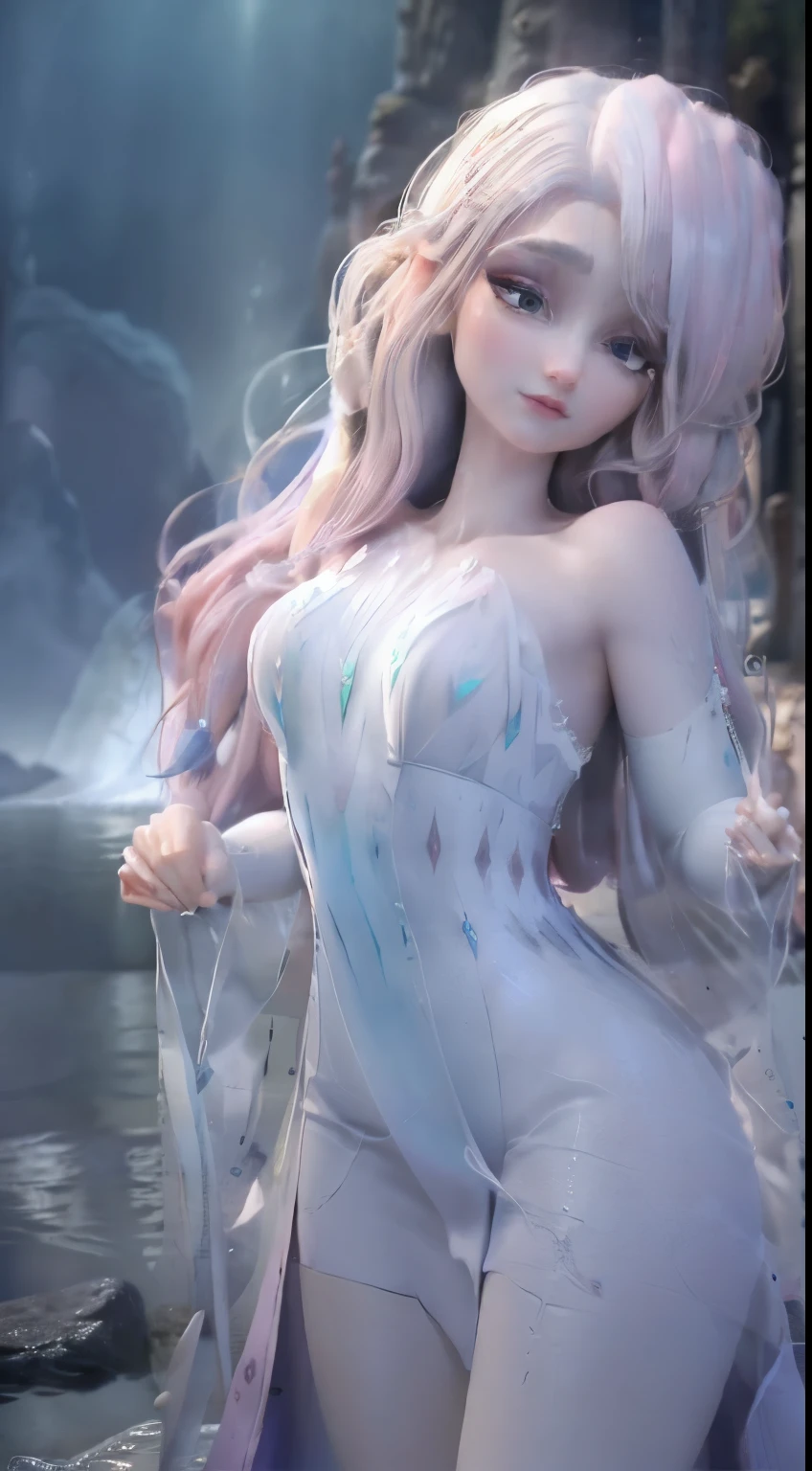  (Komi-san-elsa frozen Disney  mezclando modelos .) (ultra fUSION of white and pink hair) Highly detailed CG unity 8k wallpaper, style shot, complex, High detail, dramatic, Highest quality film still image, Very detailed, masterpiece, Best Quality, character design, elsa, elsa from frozen,Komi-san fusion (( dark style)), realistic and ultra detailed rendering style, natural light, sharp character design, (hard focus, 8k), (((Natural skin texture))), 8k textures, soft cinematic lighting, adobe light room, dark room, HdR, sophisticated, elegant, rich detail, Sharp focus appearance) )), calming tones, frenzy of details, intricate detail, super detail, low contrast, Soft film Lighting, Muted colors, Exposure Mix, HdR, Desteñir, 35mm, f/1.4, THEY ARE LIKE THIS, f16, 25 sec.