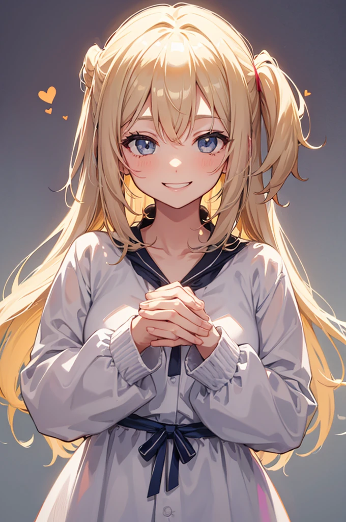 Cute girl smiling with hands on cheeks