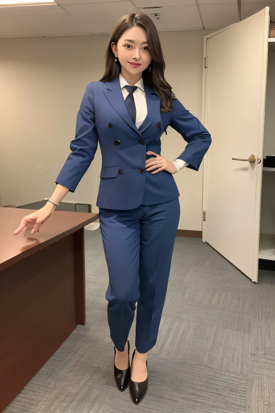 (Highest quality)), ((masterpiece)), (detailed), (Full body photo)One Girl, 、Office Lady Suits、Navy blue、