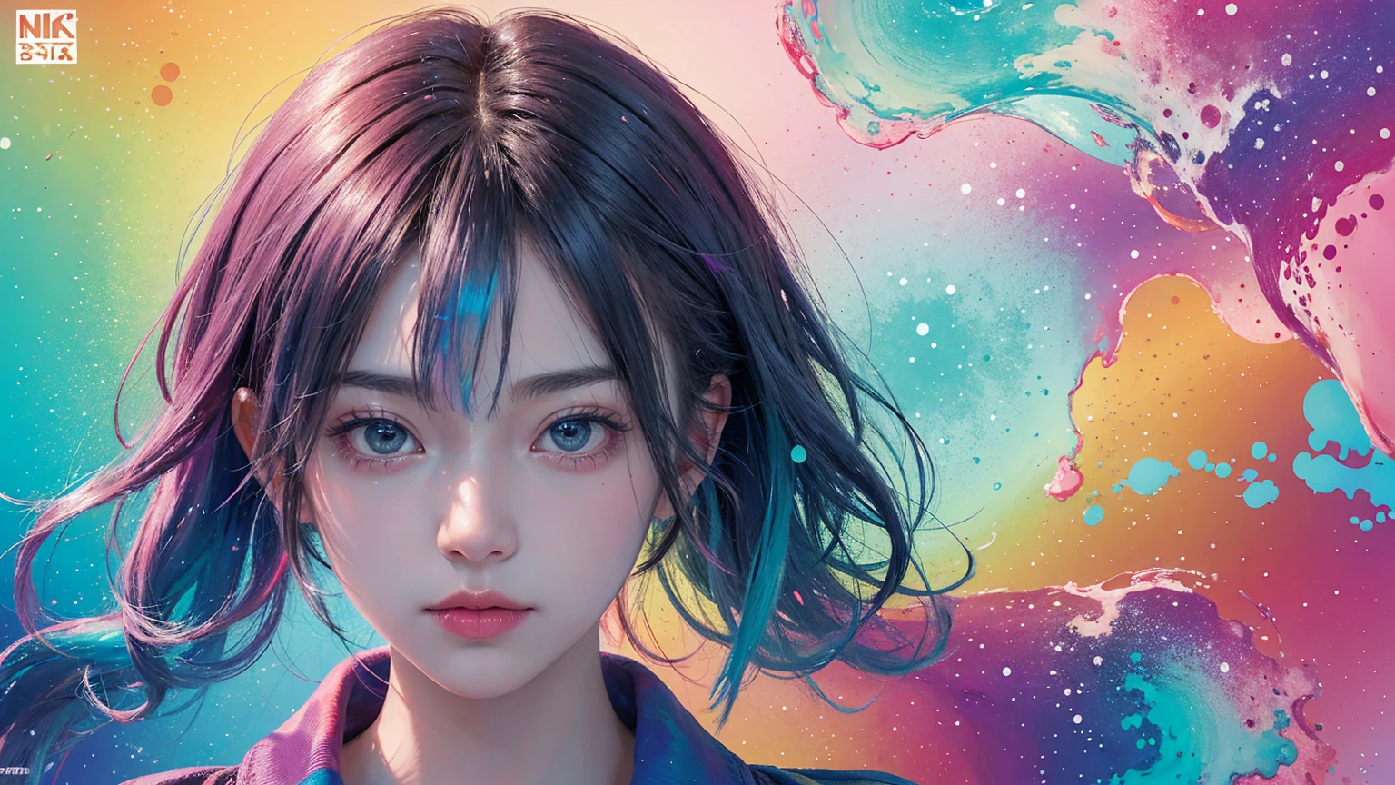 ((1 girl)), colorful, Dot, colorfulなペイント, Splash Paint, liquid, fog, Bright colors, matrix, hologram, Confused, detailed, 非常にdetailed, 非常にdetailed, Complex, masterpiece, 8k,khd,8k resolution,masterpiece