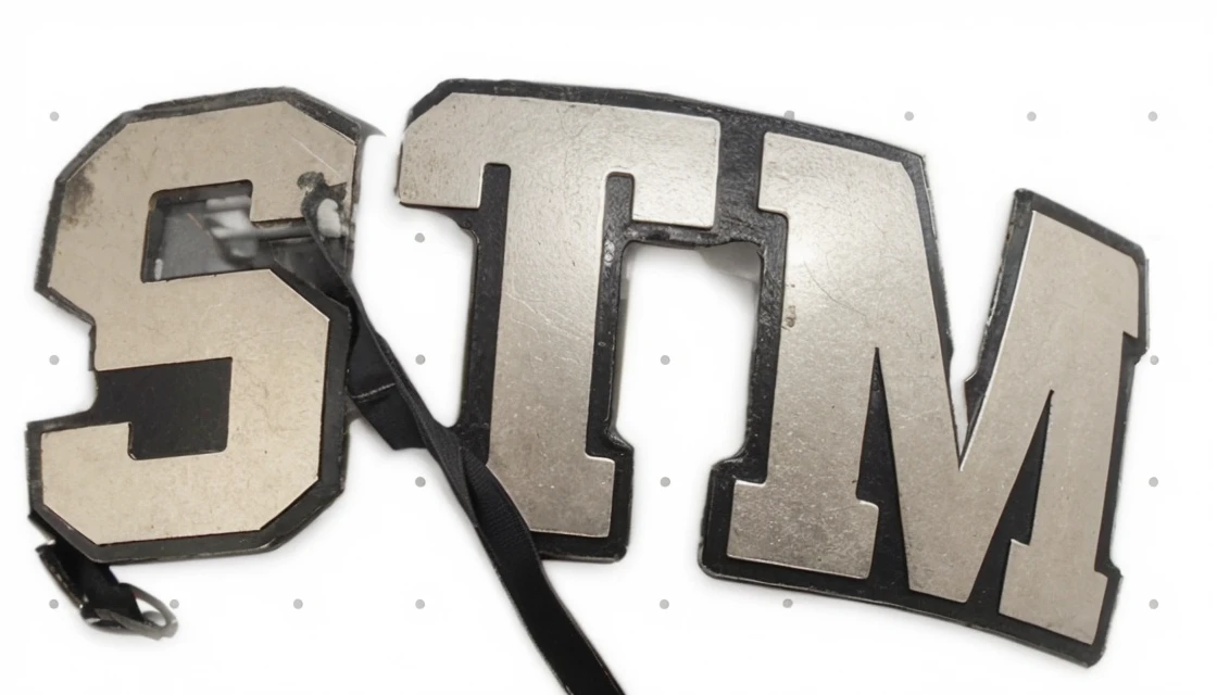 Clean this image up and leave only the logo, whit background, STM