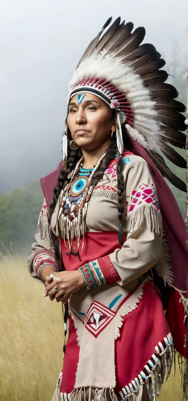 stonepunkAI, (((masterpiece))),(((best quality))),((ultra-detailed)), ultra realistic, 32k, detailed beautiful skin, raw photo, <lora:LowRA:0.5>, film scene, portrait, native american woman, dark skin, (stone native american dress), small breasts, field, (film overlay, film grain:1.3), (high contrast, dim light), <lora:StonepunkAI-000011:.7>, <lora:OneBreastAdam:1.3>