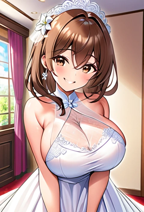 Wedding dress,,Super Breasts,Bro,Smile