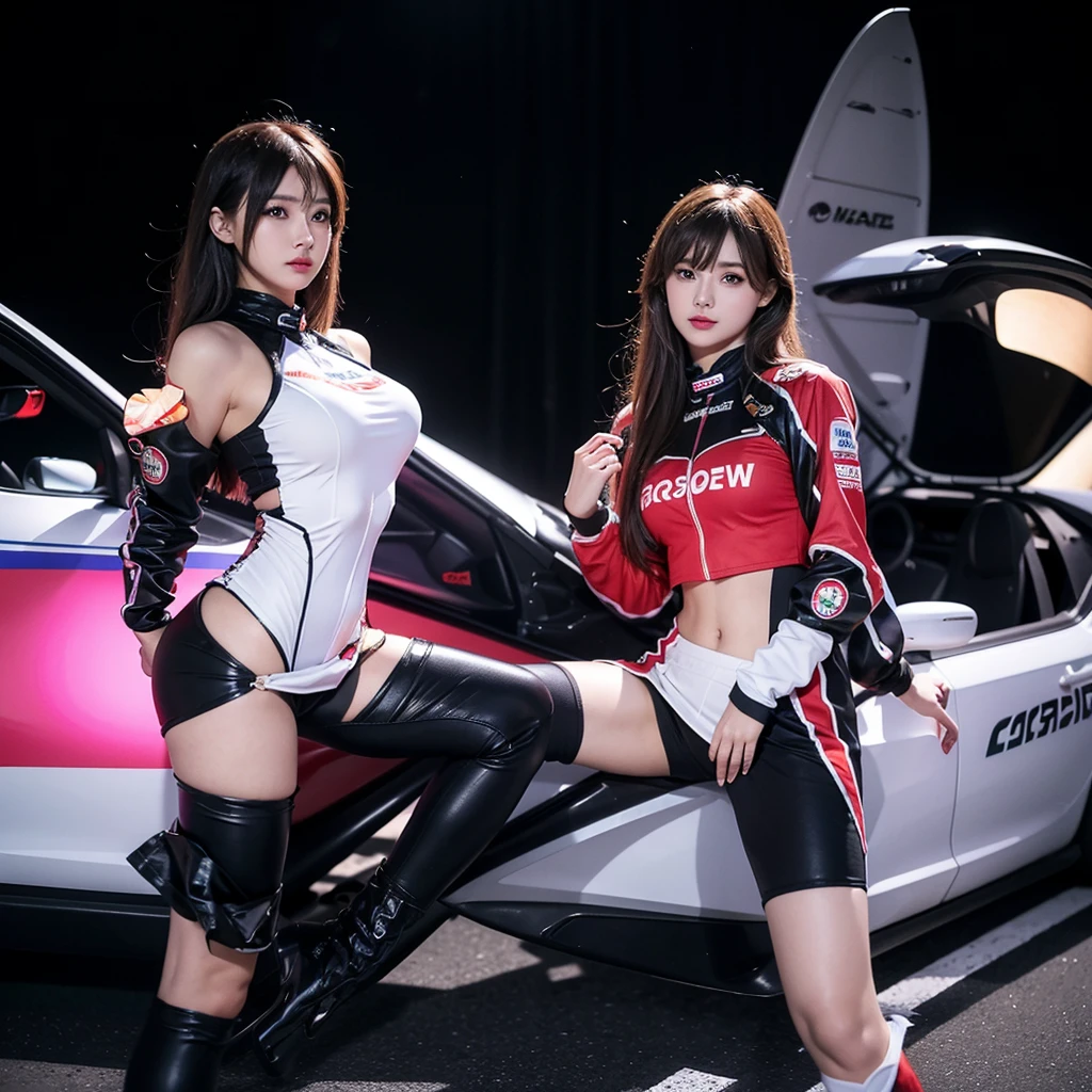 Cool woman、Colorful costumes、F1 Driver Cosplay、Colorful costumes、Clothing with company logo、Grid Girlsのカラフルで派手な衣装、Grid Girls、Perfect Face、Paddock Girls、Harem、motor Show、tights、Bodycon Costumes、Grid Girls、Russia、Grid Girlsのコスプレ、belly button、Pleated skirt、Bodycon Costumes、Photographed in a sexy pose