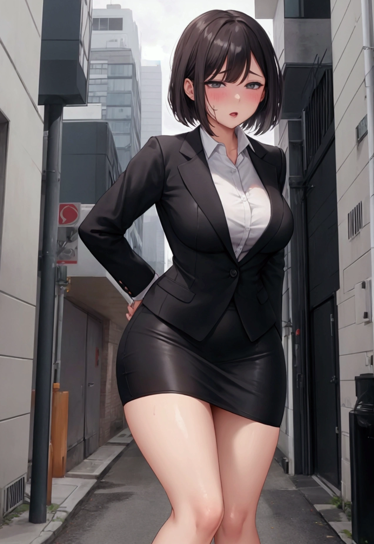 NSFW,Office lady after work,OL,In a suit,Mini tight mini skirt,Drunk,Between buildings.The main road is visible.,Penetration Sex,Creampie Sex,rape.rape,3Women,1 Male