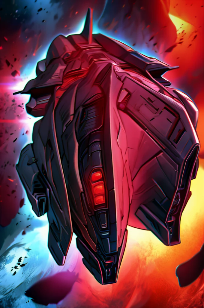Black Space ship with Red Lights