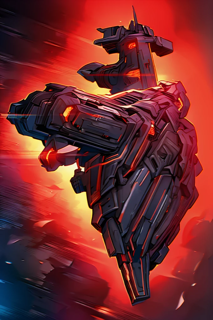 Black Space ship with Red Lights