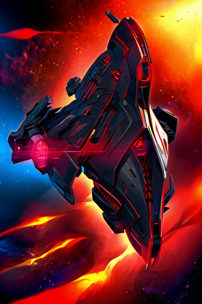 Black Space ship with Red Lights