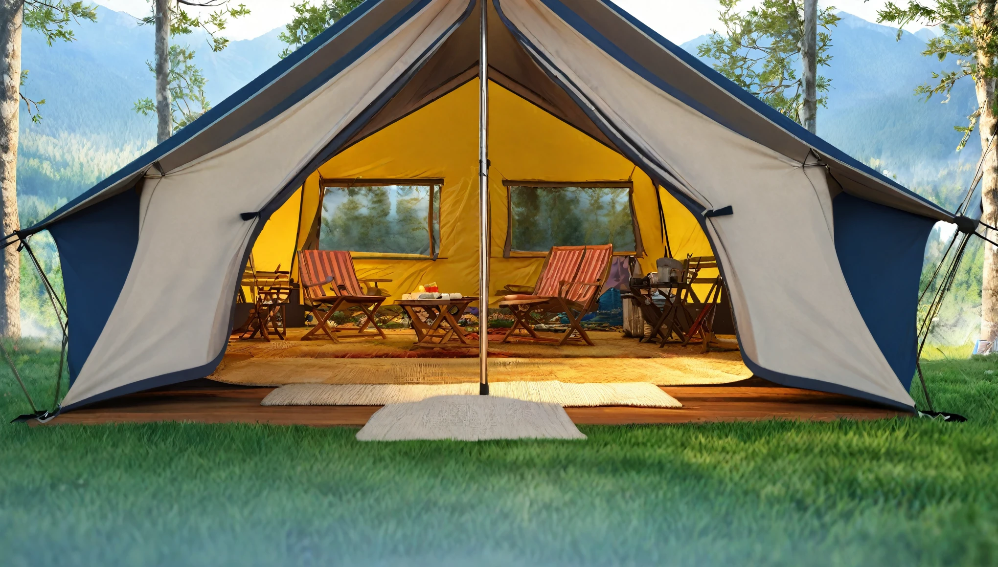 Inside the camping tent,Highest quality, 8k, High resolution, masterpiece:1.2, Very detailed, Realistic:1.37, High resolution, 超High resolution, Very detailed, Professional, Vibrant colors