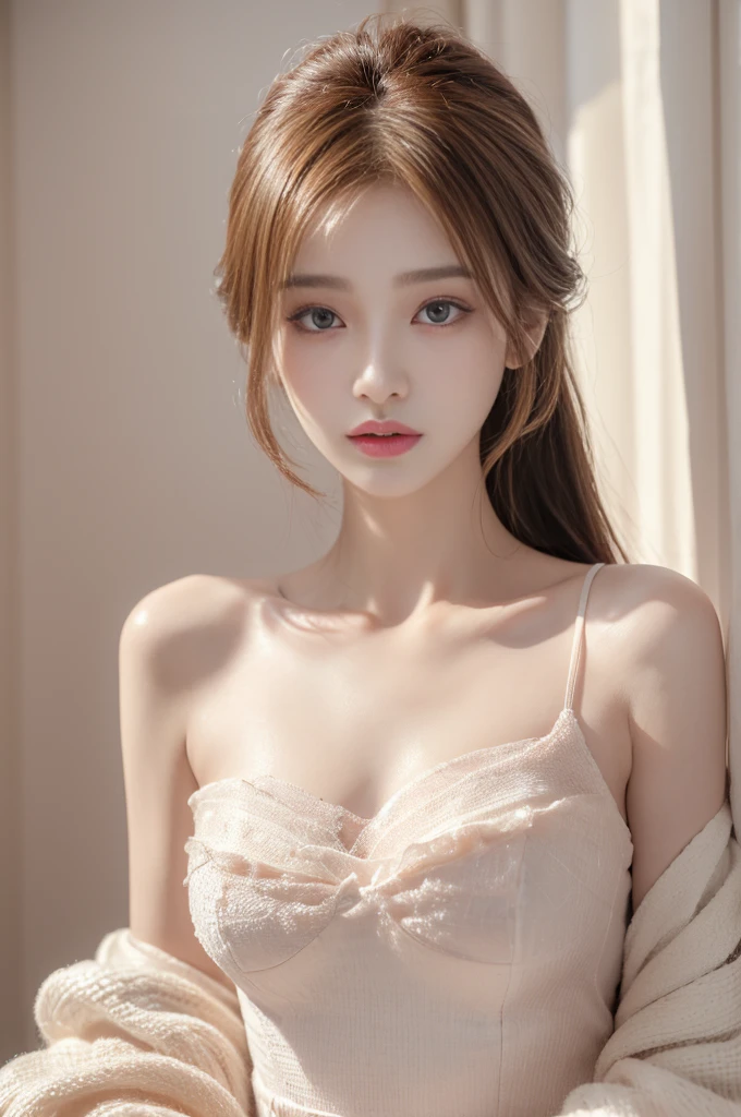 (Photorealistic:1.4), (Masterpiece, Sidelight, Exquisite Beautiful Eyes: 1.2), Masterpiece*Portrait, Realistic, 3D Face, Glistening Eyes, Glossy Hair, Glossy Skin, Solo, Embarrassing, (Abdomen),