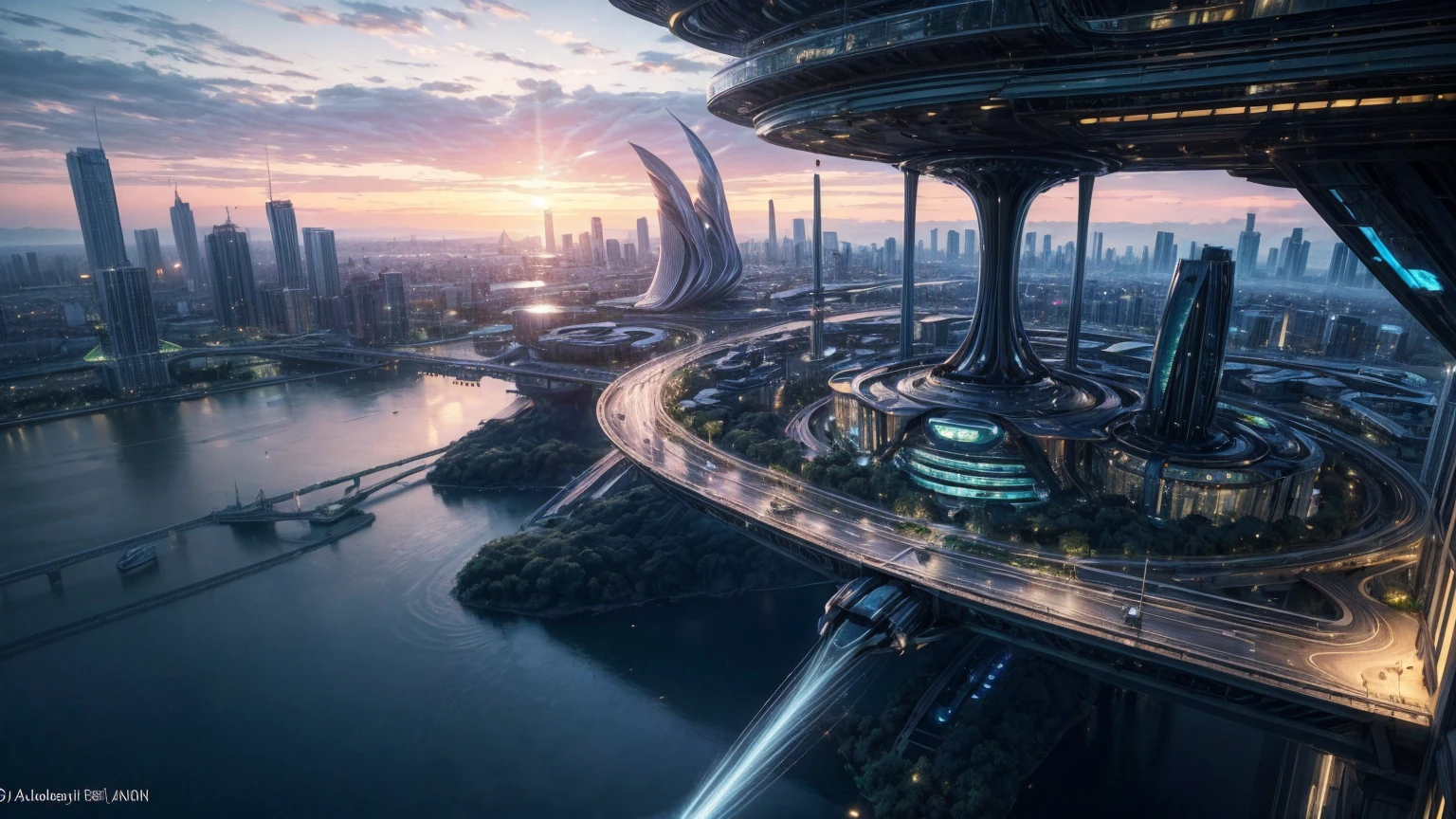 (Best quality,4K,8K,A high resolution,Masterpiece:1.2),Ultra-detailed,(Realistic,Photorealistic,photo-realistic:1.37),Futuristic floating city,Futuristic technology,Huge urban high-tech tablet platform,Airship,Floating in the sky,Futuristic city,Small airships around,High-tech hemispherical platform,Colorful lights,Advanced architecture,modernn architecture,skyscrapper,Access the cloud,Scenic beauty,view over city,Impressive design,Blend seamlessly with nature,energetic and vibrant atmosphere,Futuristic transportation system,Parking is suspended,Transparent path,Lush greenery,Sky gardens,cascading waterfalls,Magnificent skyline,reflections on the water,Sparkling river,Architectural innovation,futuristic skyscrapers,Transparent dome,The shape of the building is unusual,Elevated walkway,Impressive skyline,Glowing lights,Futuristic technology,Minimalist design,Scenic spots,Panoramic view,Cloud Piercing Tower,Vibrant colors,epic sunrise,epic sunset,Dazzling light display,magical ambiance,The future city,Urban Utopia,LuxuryLifestyle,Innovative energy,sustainable development,Smart city technology,Advanced infrastructure,Tranquil atmosphere,Nature and technology live in harmony,Awesome cityscape,Unprecedented urban planning,Architecture connects seamlessly with nature,High-tech metropolis,A cutting-edge engineering marvel,The future of urban living,Visionary architectural concept,Energy-efficient buildings,Harmony with the environment,A city floating above the clouds,Utopian dreams become reality,The possibilities are endless,State-of-the-art transportation network,Green energy integration,Innovative materials,Impressive holographic display,Advanced communication system,Breathtaking aerial view,Quiet and peaceful environment,Modernist aesthetics,Ethereal beauty