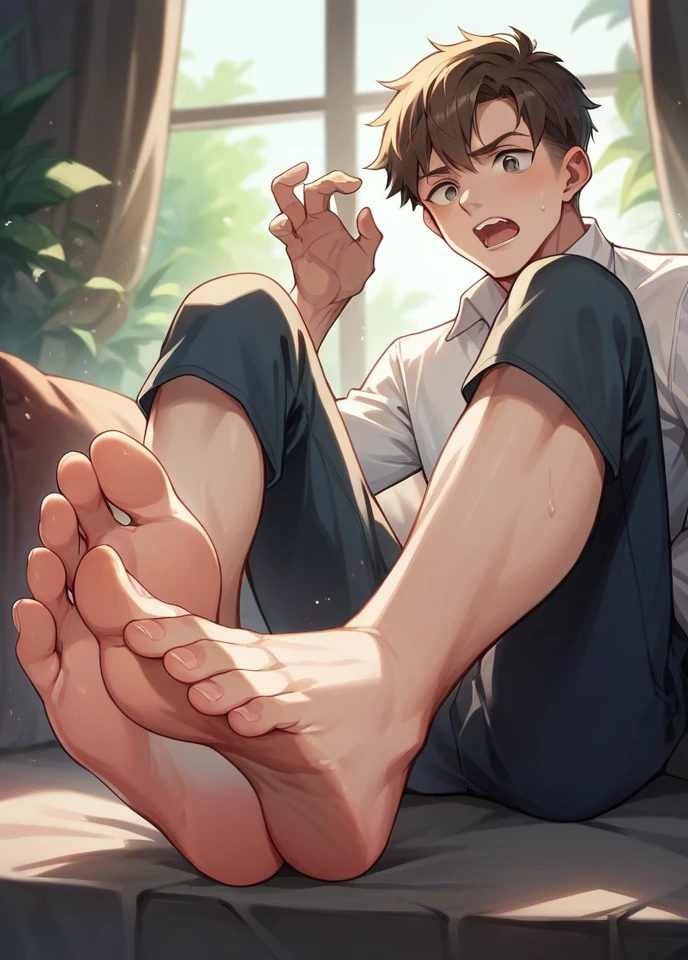 Master boy showing feet
Open mouth
