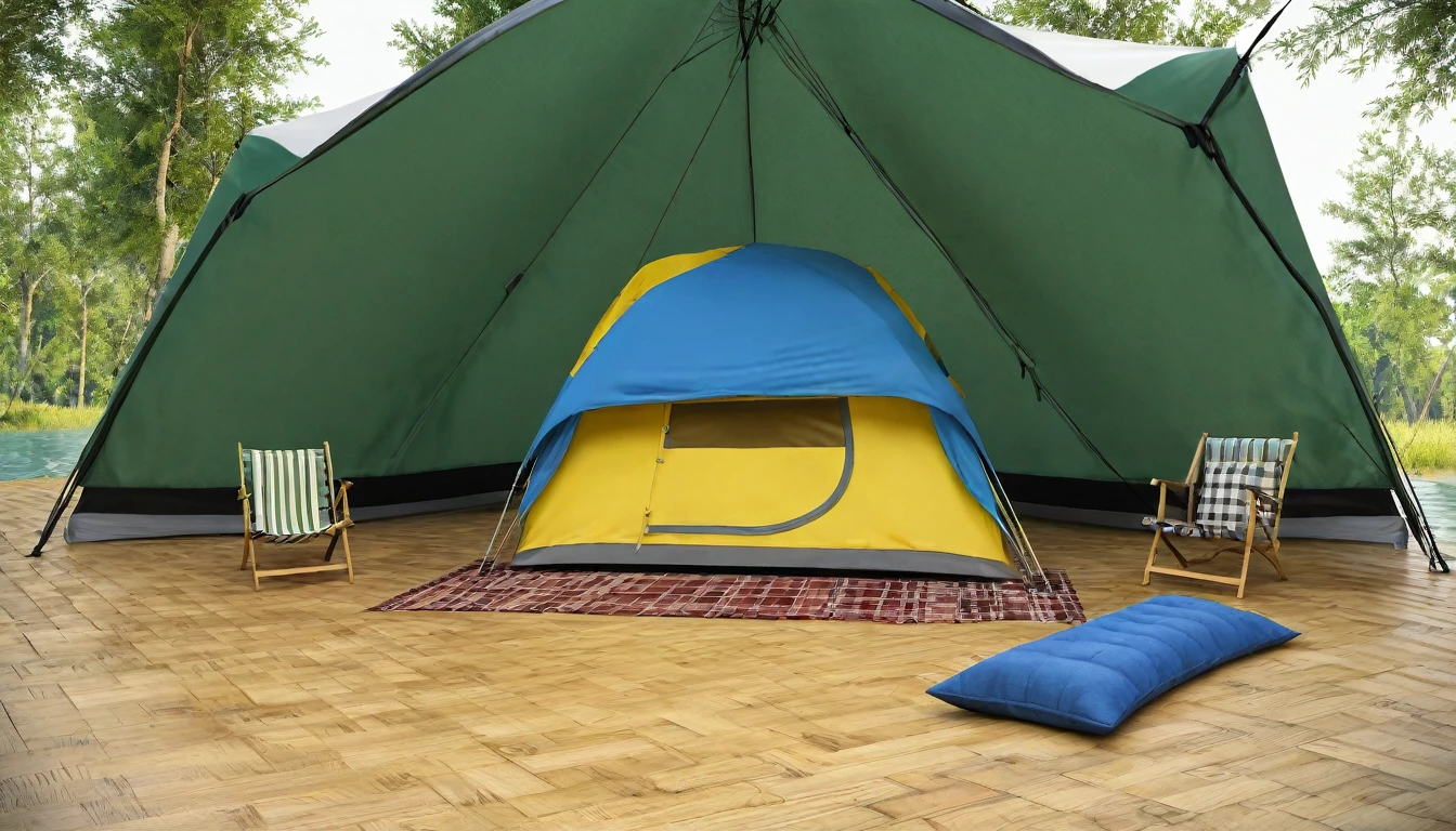 Inside the camping tent,Highest quality, 8k, High resolution, masterpiece:1.2, Very detailed, Realistic:1.37, High resolution, 超High resolution, Very detailed, Professional, Vibrant colors